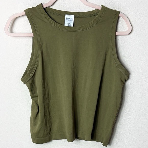 Athleta Relaxed Fit Crop Tank Top Olive Green Sleeveless size Medium - Picture 7 of 7